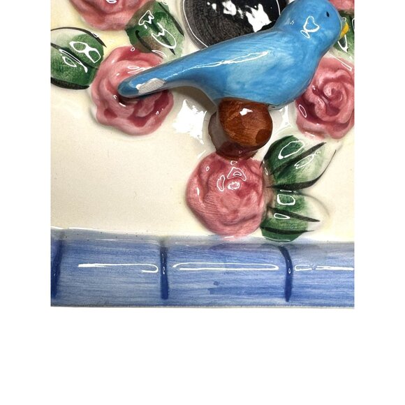 Hand-Painted Ceramic Decorative Birdhouse Candle With Floral & Bluebird Design - Picture 11 of 13